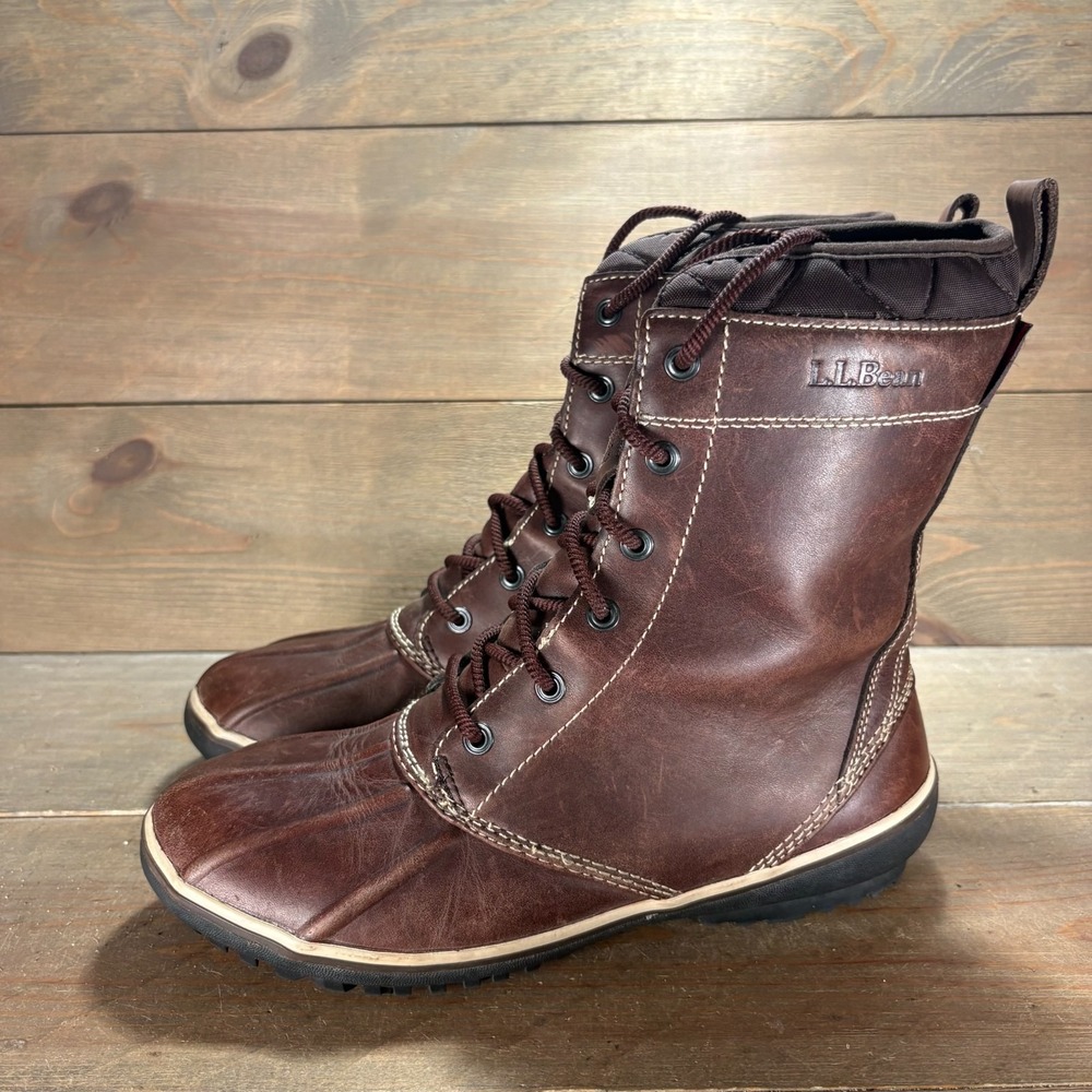 LL Bean bar harbor Womens size 7.5 shoes Brown Tumbled Leather duck boots